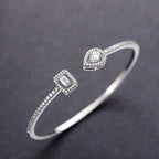 Elegant Geometric Cuff Bracelet with Sparkling Cubic Zirconia - Chic Women's Fashion Jewelry for Everyday & Festivals