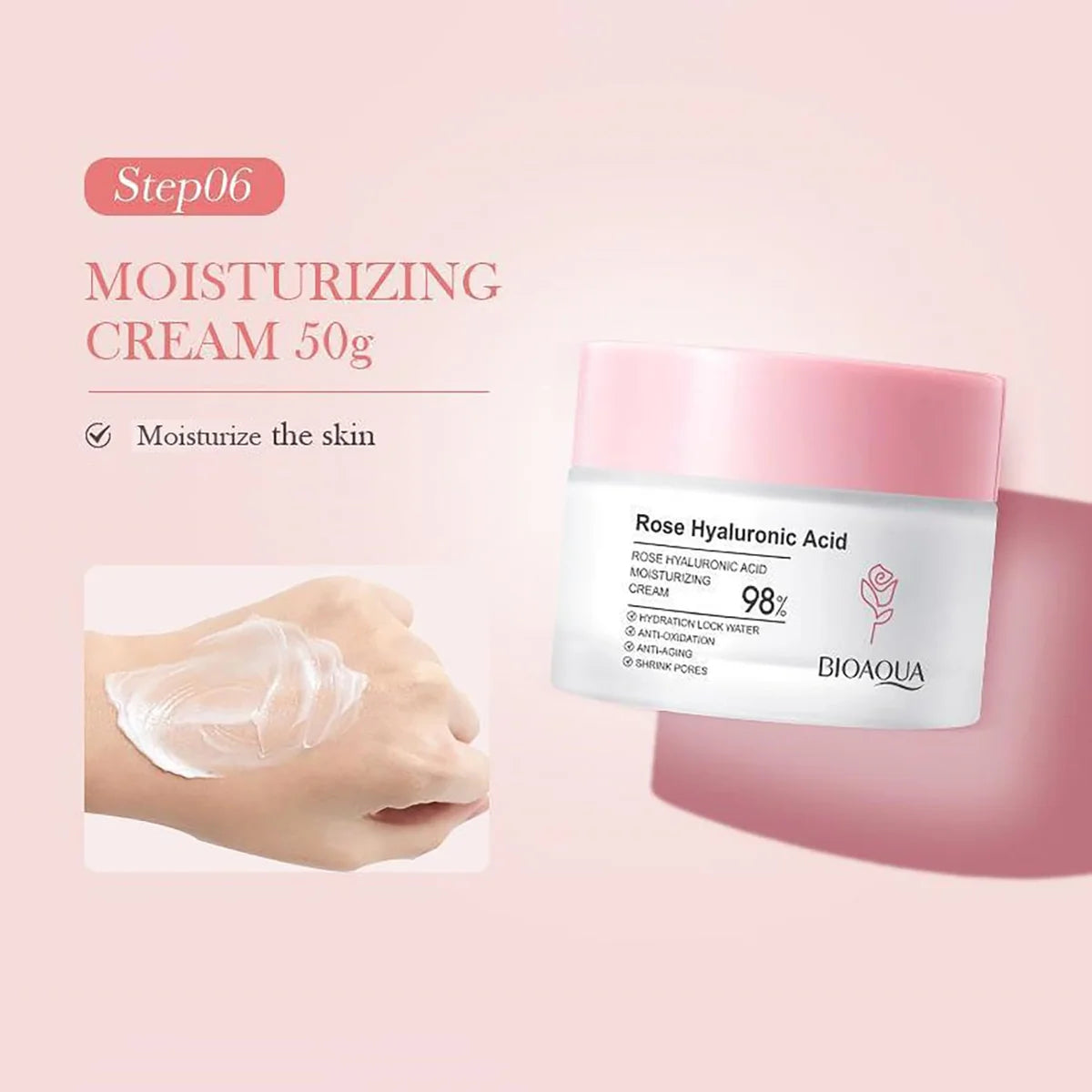 Bioaqua Rose Hyaluronic Acid Moisturizing 6 Pcs Skin Care Set