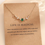 Elegant Copper Leaf & Branch Necklace with Cubic Zirconia for Women.