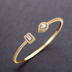 Elegant Geometric Cuff Bracelet with Sparkling Cubic Zirconia - Chic Women's Fashion Jewelry for Everyday & Festivals