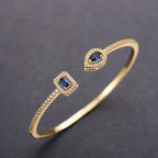 Elegant Geometric Cuff Bracelet with Sparkling Cubic Zirconia - Chic Women's Fashion Jewelry for Everyday & Festivals