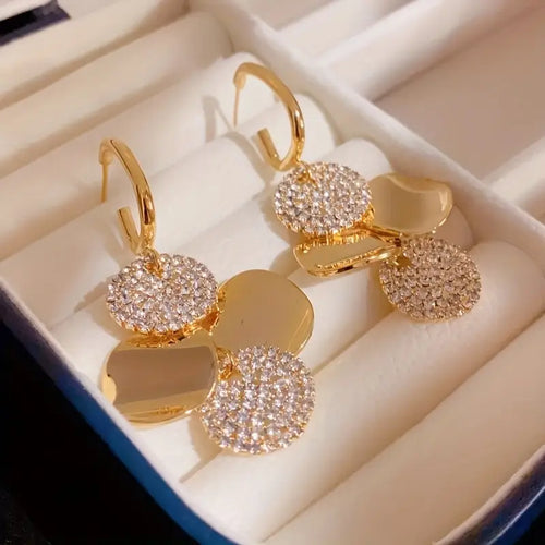 Elegant Boho-Chic Long Tassel Earrings with Sparkling Rhinestones