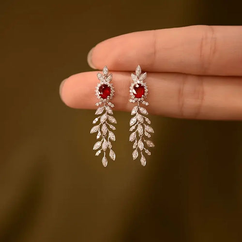 Pair of Elegant White Golden Zirconia Stud Earrings for Women