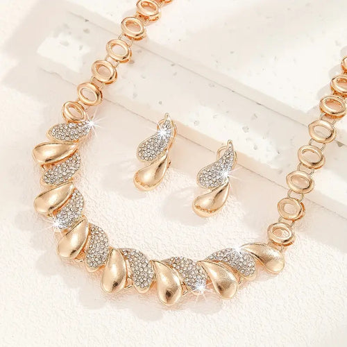 14K Golden Plated Zinc Alloy Jewelry Set for Women