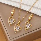 A Set of 3pcs of Stainless Steel Gold-Plated Cubic Zirconia Heart Earrings, Featuring a Light Luxury Romantic Style.