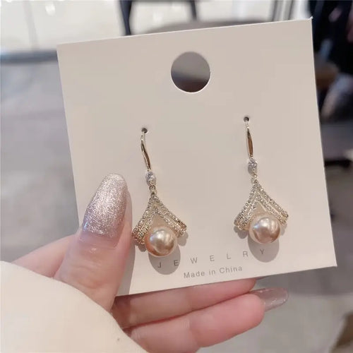 Elegant Celestial-Symbol Themed Drop Earrings with Synthetic January Birthstone Pearl
