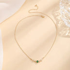 Elegant Copper Leaf & Branch Necklace with Cubic Zirconia for Women.
