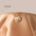 BZEBI 18K Golden Plated Cubic Synthetic Zirconia Necklace for Women.