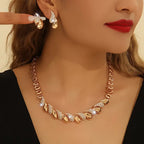 14K Golden Plated Zinc Alloy Jewelry Set for Women.