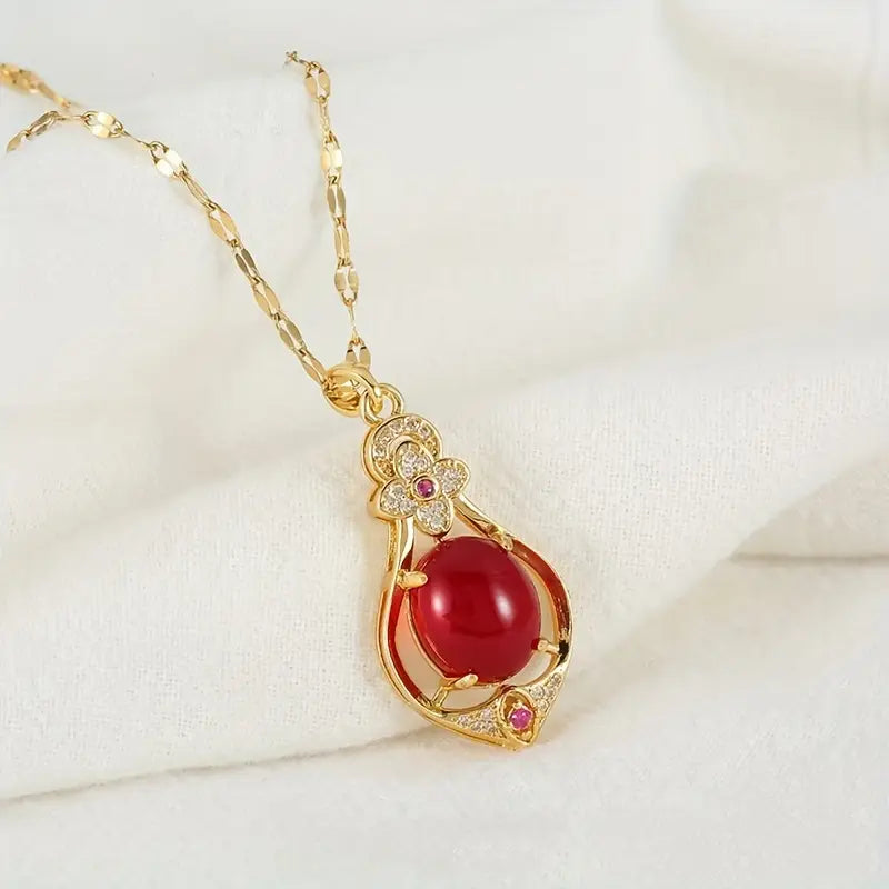 An elegant, European and American, floral, water droplet pendant.