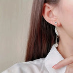 Elegant Geometric Imitation Pearl Tassel Dangle Earrings, Vintage Style.