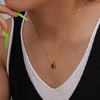 1pc Vintage Style 18K Golden Plated Necklace with Roman Numeral Pendant, Blue Rhinestone Accents, 304 Stainless Steel, Simple Elegance for Daily Wear & Parties