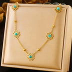 Elegant Temperament Women Jewelry Set with Stainless Steel Golden Chain Including Necklace, Earrings, Party Jewelry Gifts.