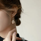 Elegant Celestial-Symbol Themed Drop Earrings with Synthetic January Birthstone Pearl.