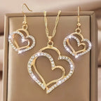 3pcs Women'S Heart Rhinestone Jewelry Set.