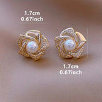1 Pair Elegant Floral Design Stud Earrings for Women.
