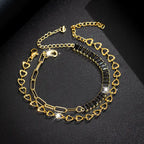 2pcs Spring/Summer Women's Fashion Heart Tennis Bracelet Jewelry Set, Vintage Gothic Style Halloween Bracelets.