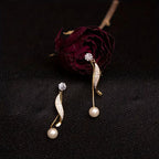 Elegant Geometric Imitation Pearl Tassel Dangle Earrings, Vintage Style.