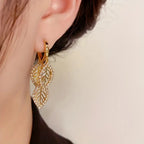 Elegant Drop Earrings Golden Leaf Design.