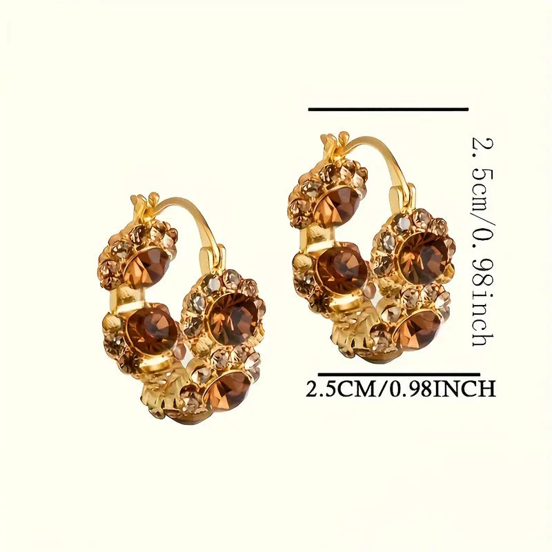1 Pair of Personalized Hoop Earrings Inlaid with Zirconia Sparkling Design Suitable for Giving Jewelry Gifts to Girlfriends.