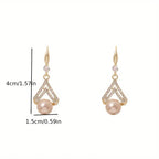 Elegant Celestial-Symbol Themed Drop Earrings with Synthetic January Birthstone Pearl.