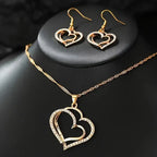 3pcs Women'S Heart Rhinestone Jewelry Set.