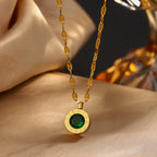 1pc Vintage Style 18K Golden Plated Necklace with Roman Numeral Pendant, Blue Rhinestone Accents, 304 Stainless Steel, Simple Elegance for Daily Wear & Parties