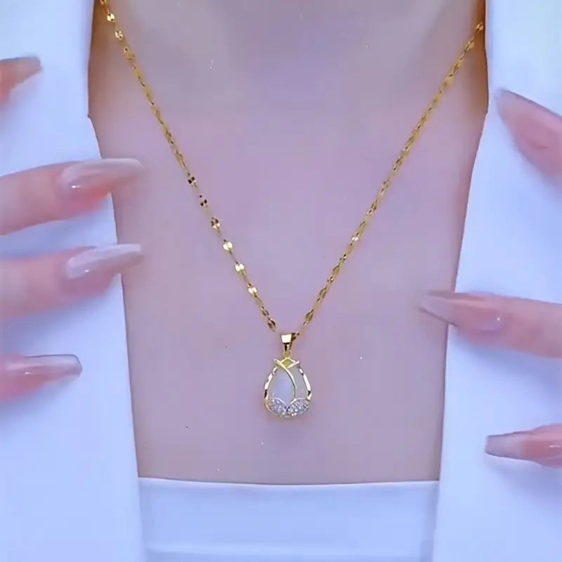 Elegant Tulip Pendant Necklace.