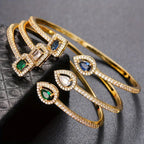 Elegant Geometric Cuff Bracelet with Sparkling Cubic Zirconia - Chic Women's Fashion Jewelry for Everyday & Festivals