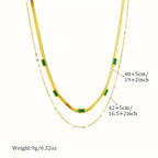 European And American Fashion Retro High-End Temperament Double-Layer Stacked Collarbone Chain Square Synthetic Gemstone Accessory Necklace