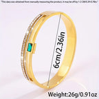 Elegant Stainless Steel Double Row Green Bracelet - Perfect Gift for Her, All-Season Wear