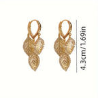 Elegant Drop Earrings Golden Leaf Design.