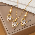 A Set of 3pcs of Stainless Steel Gold-Plated Cubic Zirconia Heart Earrings, Featuring a Light Luxury Romantic Style.