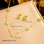 Elegant Temperament Women Jewelry Set with Stainless Steel Golden Chain Including Necklace, Earrings, Party Jewelry Gifts.