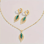 3pcs/set Luxury Stainless Steel Retro Leaves Necklace