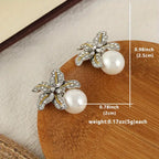 Gorgeous Flower Imitation Pearl Earrings Women Luxury Inlaid Sparkling CZ Stone Fashion Wedding Jewelry Wholesale Lots