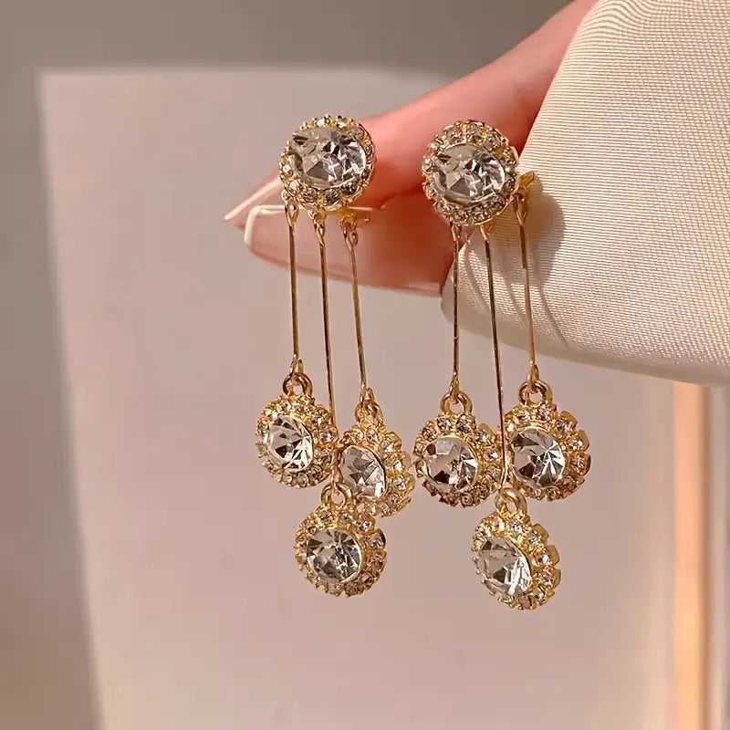 Exquisite Multi-Layered Synthetic Synthetic Zirconia Earrings.