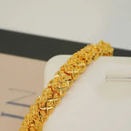 Elegant 24K Gold-Plated Copper Bangle Bracelet with Heart Charm.