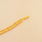 1pc Elegant 24K Golden Plated Copper Bracelet with Synthetic Zirconia for Women.