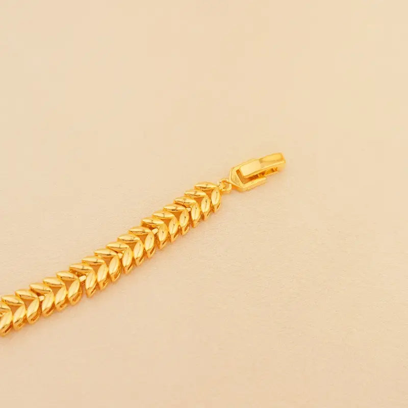 1pc Elegant 24K Golden Plated Copper Bracelet with Synthetic Zirconia for Women.