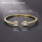 Elegant Geometric Cuff Bracelet with Sparkling Cubic Zirconia - Chic Women's Fashion Jewelry for Everyday & Festivals