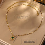 1pc Vintage Style 18K Golden Plated Necklace with Roman Numeral Pendant, Blue Rhinestone Accents, 304 Stainless Steel, Simple Elegance for Daily Wear & Parties