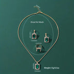Luxurious 4pcs Square Jewelry Set for Women - Stainless Steel with Synthetic May Birthstone, Perfect for Casual Attire & Gifting