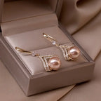 Elegant Celestial-Symbol Themed Drop Earrings with Synthetic January Birthstone Pearl.