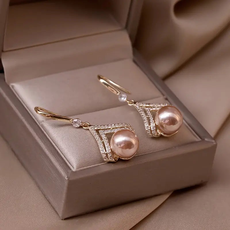 Elegant Celestial-Symbol Themed Drop Earrings with Synthetic January Birthstone Pearl.