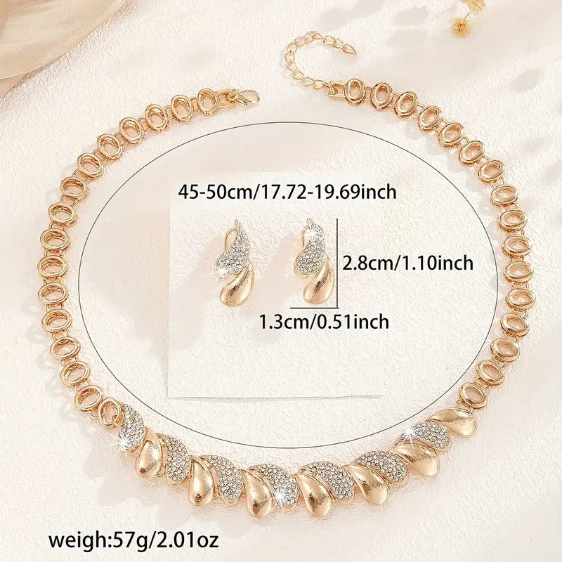 14K Golden Plated Zinc Alloy Jewelry Set for Women.