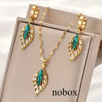 3pcs/set Luxury Stainless Steel Retro Leaves Necklace