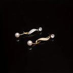 Elegant Geometric Imitation Pearl Tassel Dangle Earrings, Vintage Style.