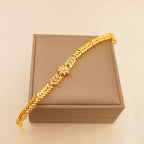 1pc Elegant 24K Golden Plated Copper Bracelet with Synthetic Zirconia for Women.