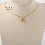 BZEBI 18K Golden Plated Cubic Synthetic Zirconia Necklace for Women.